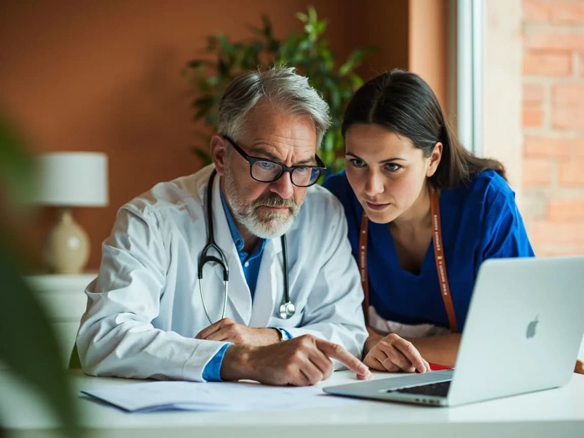 Equipo de especialistas en TI sanitaria colaborando