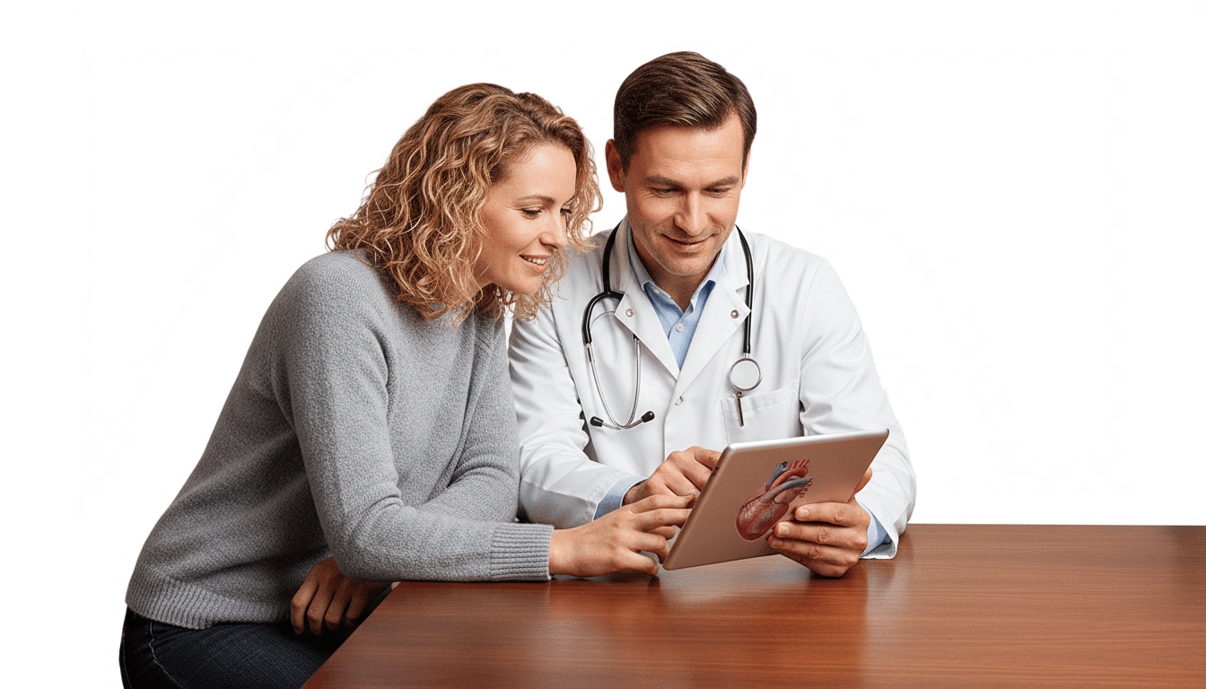 Moderner medizinischer Untersuchungsraum mit digitalem Dashboard-Tablet